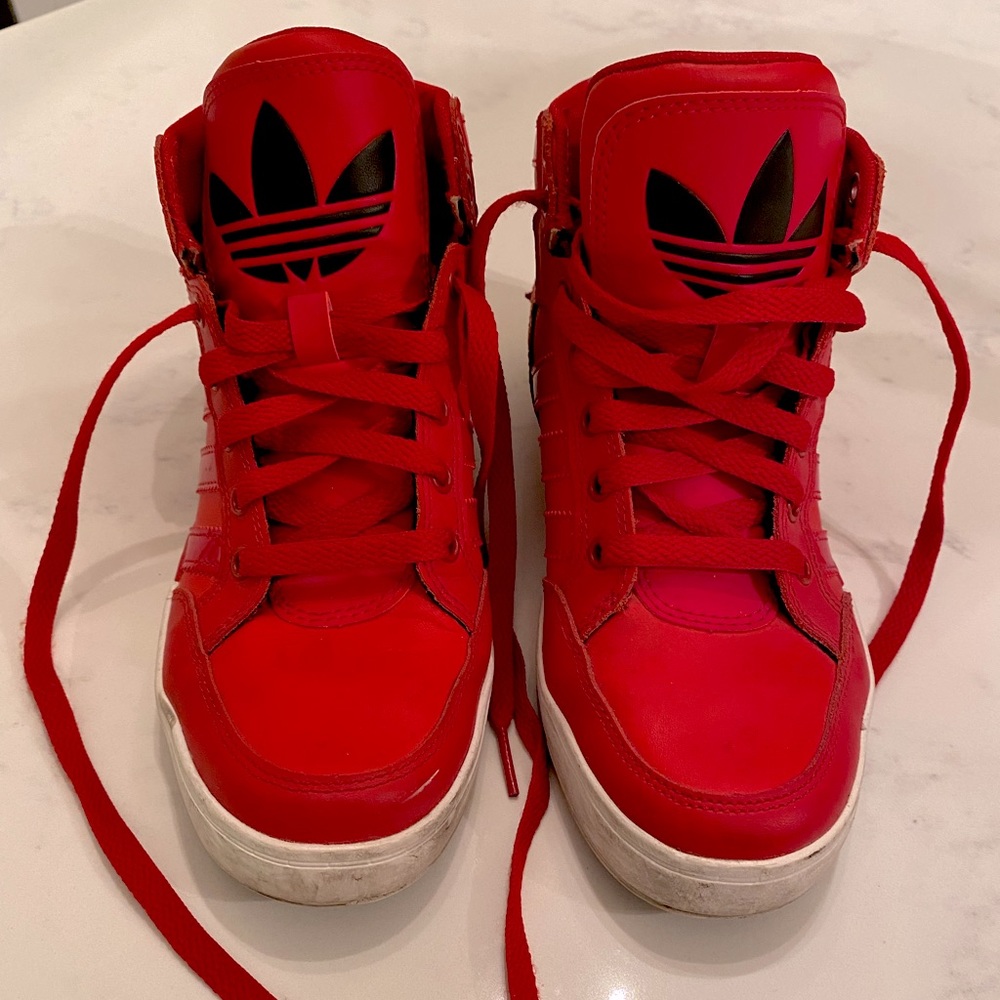 Adidas High Top with Patent Leather Trim